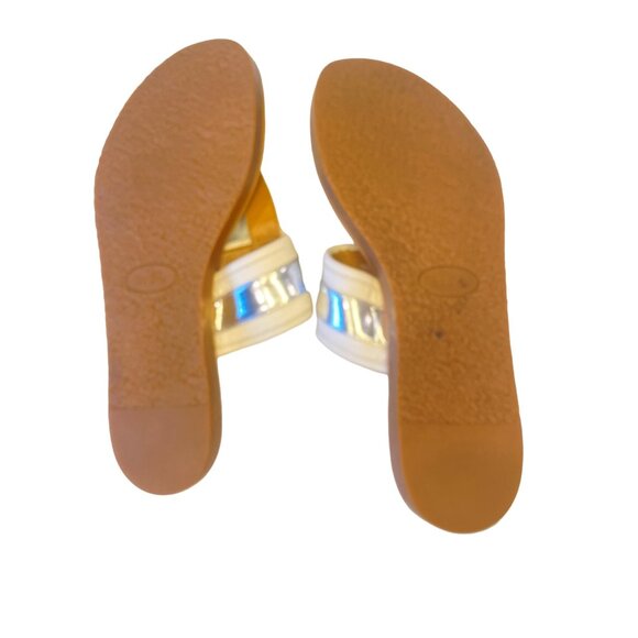 Coach Women's 7 Eileen Turn lock Slide Sandals Ivory/Silver Buckle EU 37 - Picture 7 of 13